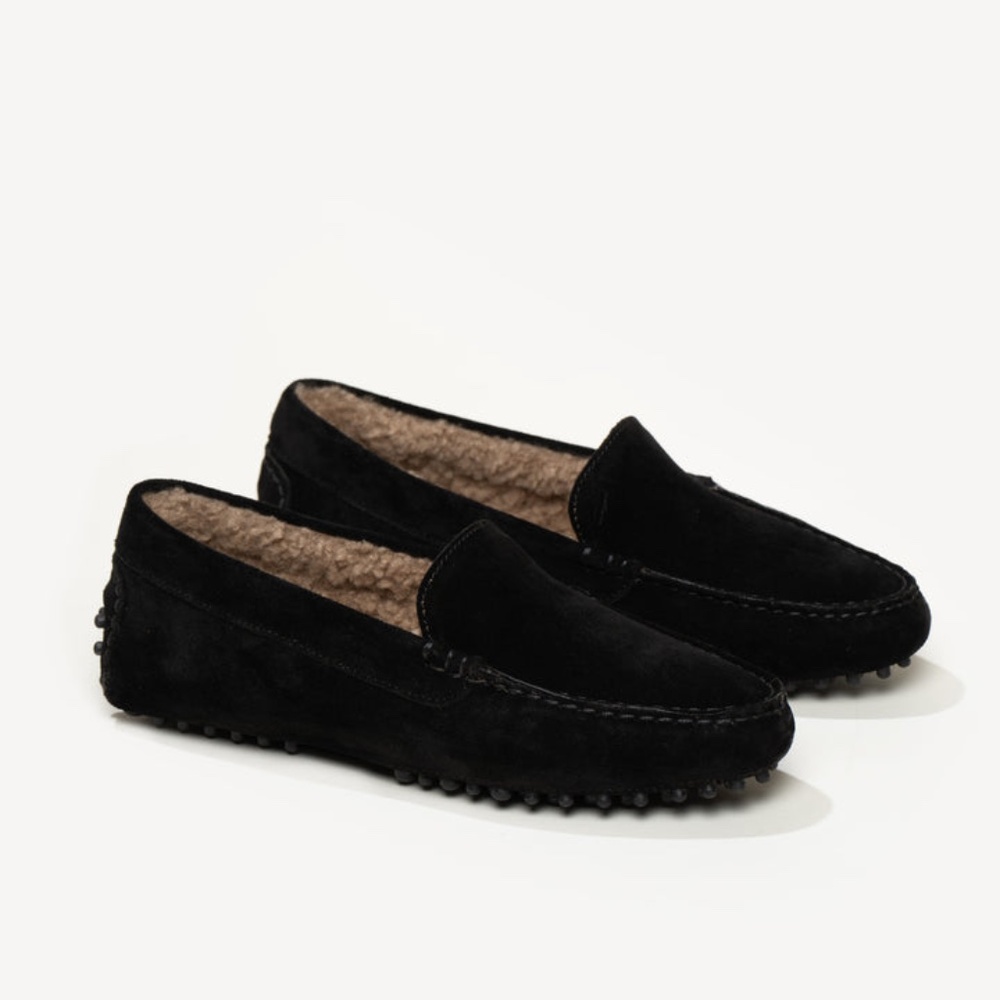 M.Gemi Felize Shearling Loafer BRAND NEW IN BOX Black suede/brown shearling